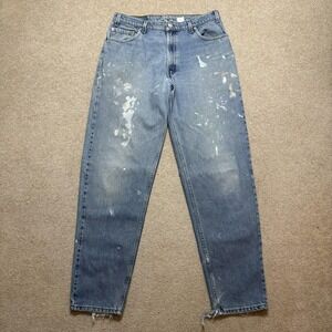 Vintage Levis 560 Jeans Mens 36x36 Blue Loose Tapered Leg Denim Paint USA 90s